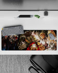 Anime mouse pad 32x12 inches featuring Ainz Ooal Gown from Overlord with intense scenes of adventurers in conflict.