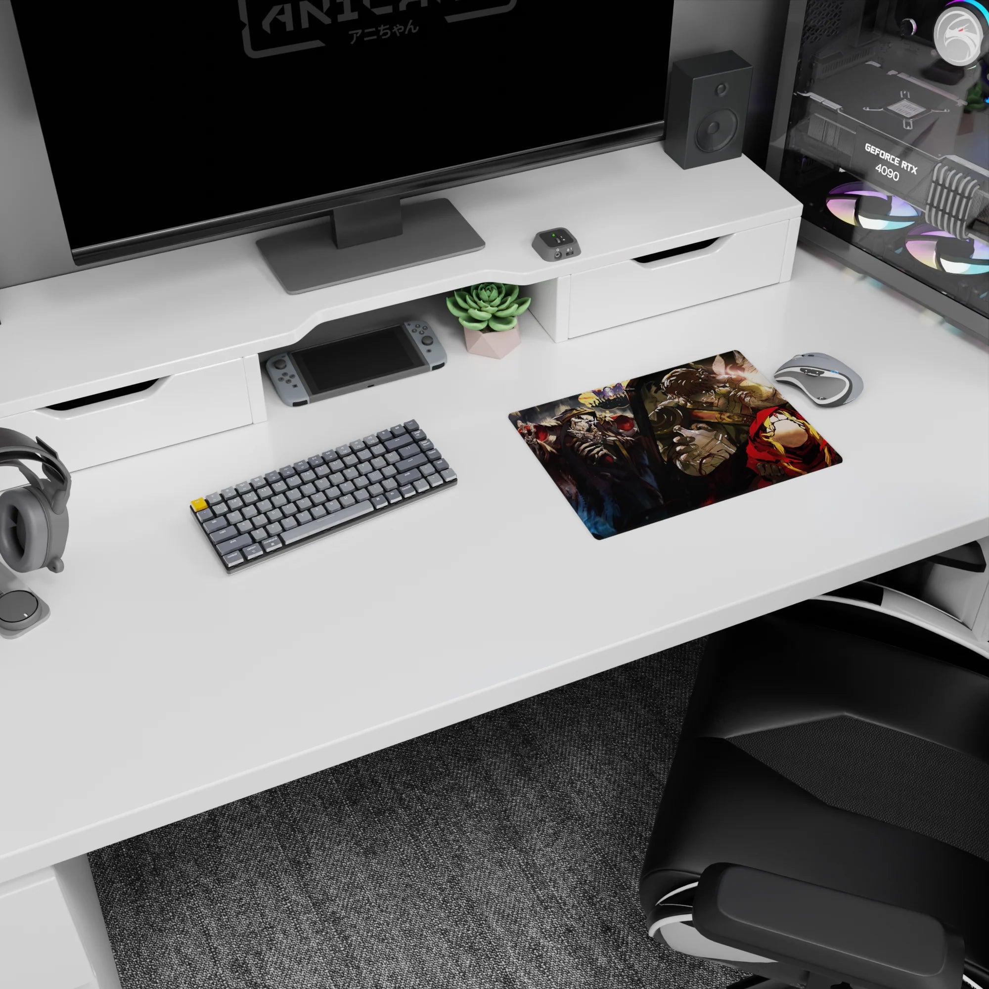 Classic 14x10 inch mouse pad featuring Overlord&#39;s Ainz Ooal Gown, capturing tension and emotion with dramatic flair.