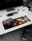 Overlord anime mouse pad 32x12 inches featuring Ainz Ooal Gown and adventurers in a dramatic, emotional scene.