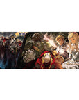 Anime desk pad 36x16 inches featuring Overlord's Ainz Ooal Gown and adventurers in a dramatic, emotional scene.
