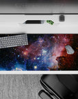 Midnight blue and violet desk pad 36x16 inches with warm rose dust for a calm, dreamy vibe.