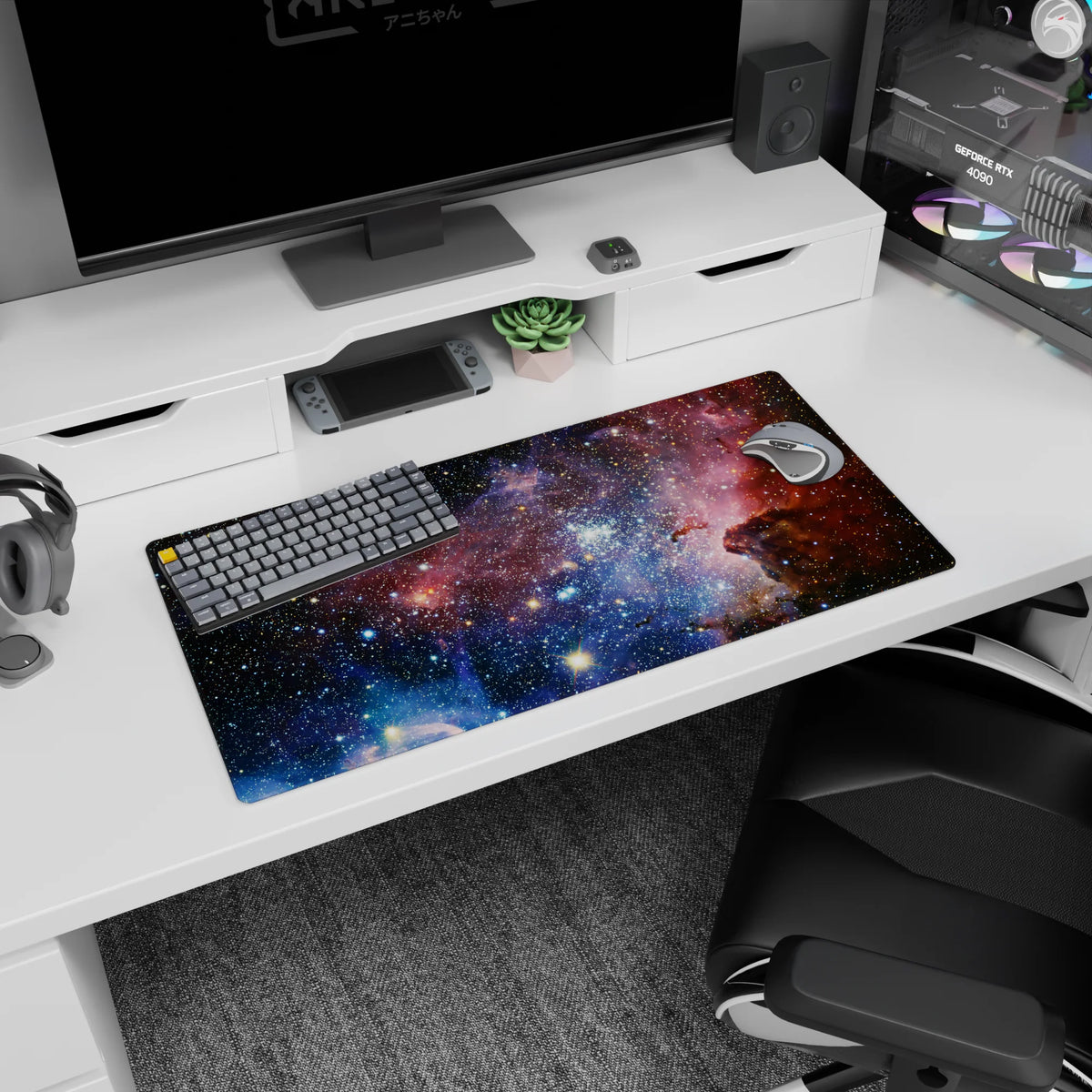 Endless starry sky scene mouse pad 32x16 inches with tiny bright specks like wishes across a mini galaxy.