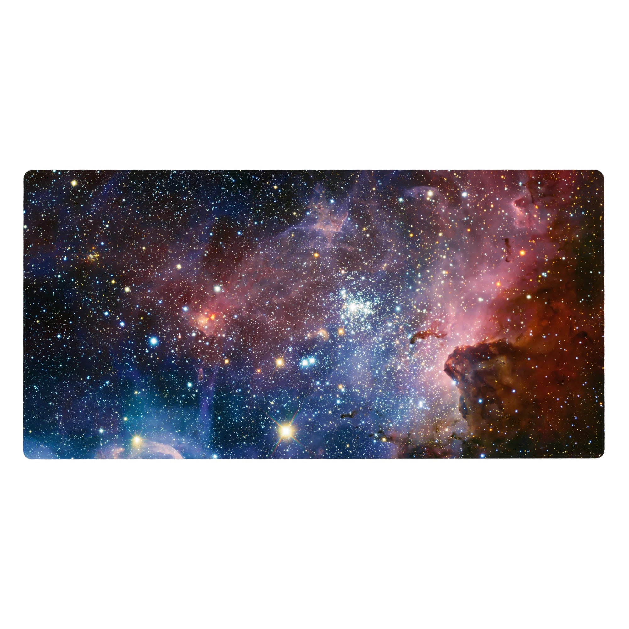 Galaxy starfield desk pad 40x20 inches with dreamy speckled space design for smooth mouse tracking.