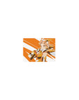 Classic anime girl mouse pad 14x10 inches with orange burst stripes, gold armor accents, and peach hair.