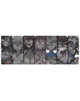 32x12 inches anime girl mouse pad with masked beauties and glowing eyes in bold manga comic panels.