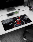 32x16 inches anime girl mouse pad with sharp-eyed girl in crimson blazer reaching out, hair swirling.