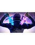 Sword Art Online desk pad 40x20 inches featuring Kirito's dual-wielding showdown, icy blue and violet swords.