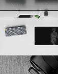 Soft grayscale anime girl mouse pad 14x10 inches with dark clean background and calm late-night vibe.