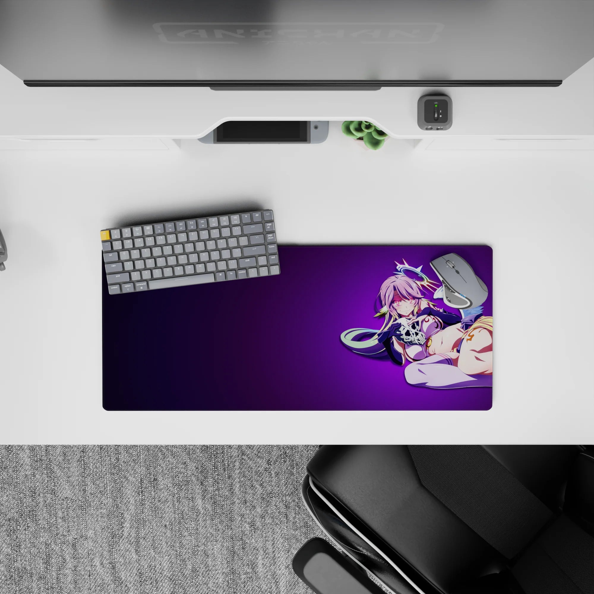 28x12 inches mouse pad in neon pink and midnight violet, flirty dreamy vibe with smooth tracking.