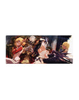 Overlord anime mouse pad 28x12 inches featuring Ainz Ooal Gown, Albedo, Shalltear, and Aura in vibrant throne room scene.