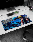 32x16 inches Naruto Shippuden mouse pad showing Naruto Uzumaki leaping across rooftops at night.