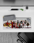 28x12 inches anime girl mouse pad in bold reds, blacks, and creamy whites for a sleek cinematic squad mood.
