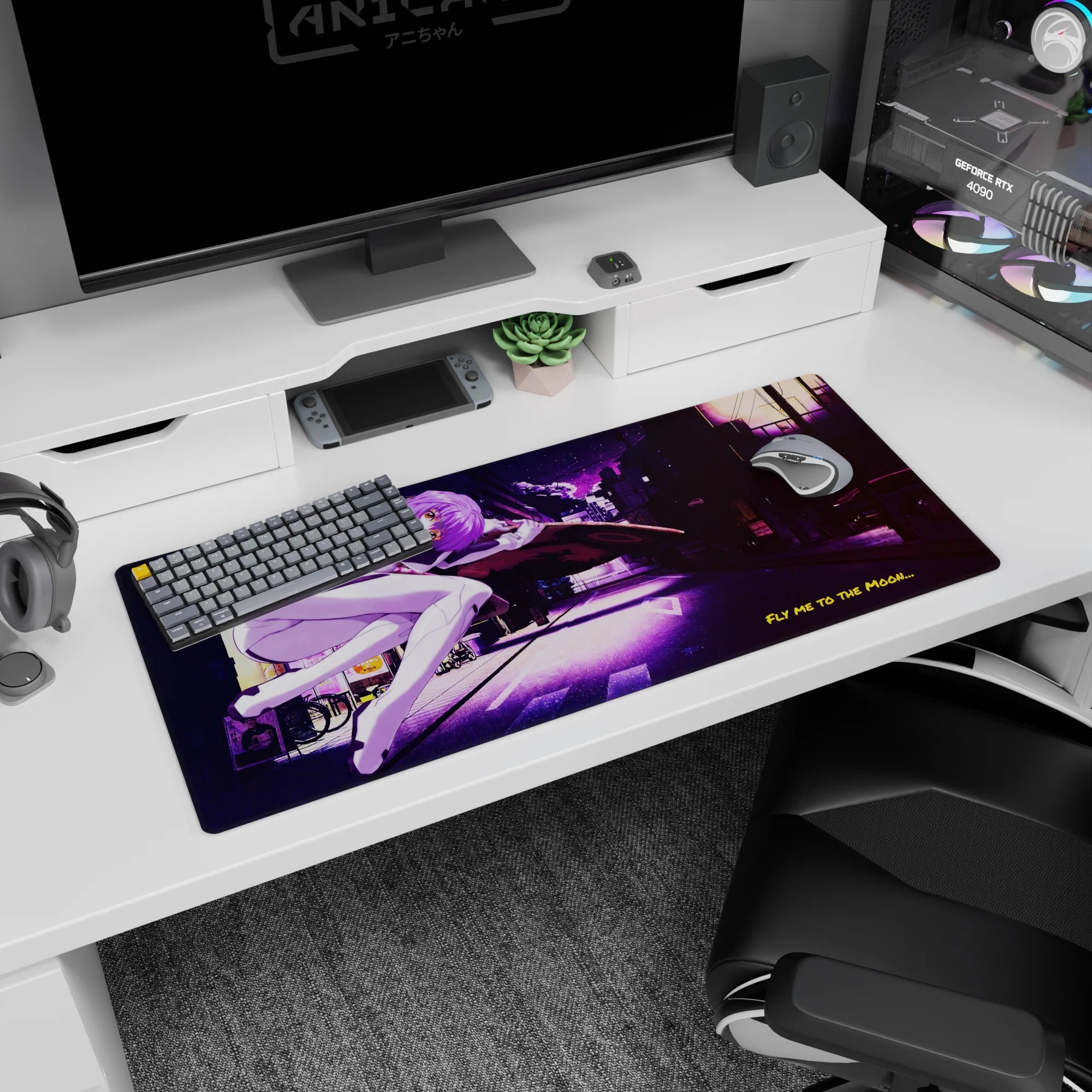 Evangelion - Anime Mouse Pad and Desk Pad - Moonlit Drift - AniChan