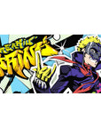Anime desk pad 40x20 inches featuring Ryuji from Persona 5 with neon colors, comic book style, and "Freakin’ Boring!" graffiti.