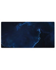 Midnight nebula desk mouse pad 32x16 inches with star-speckled cosmic clouds and lightning-like edges.