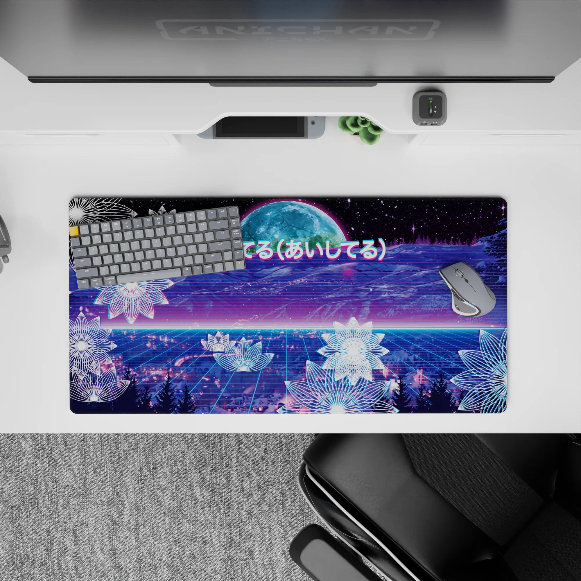 Retrowave - Vaporwave Deskmat | Mousepad | Deskpad - Neon Love Cosmos - AniChan