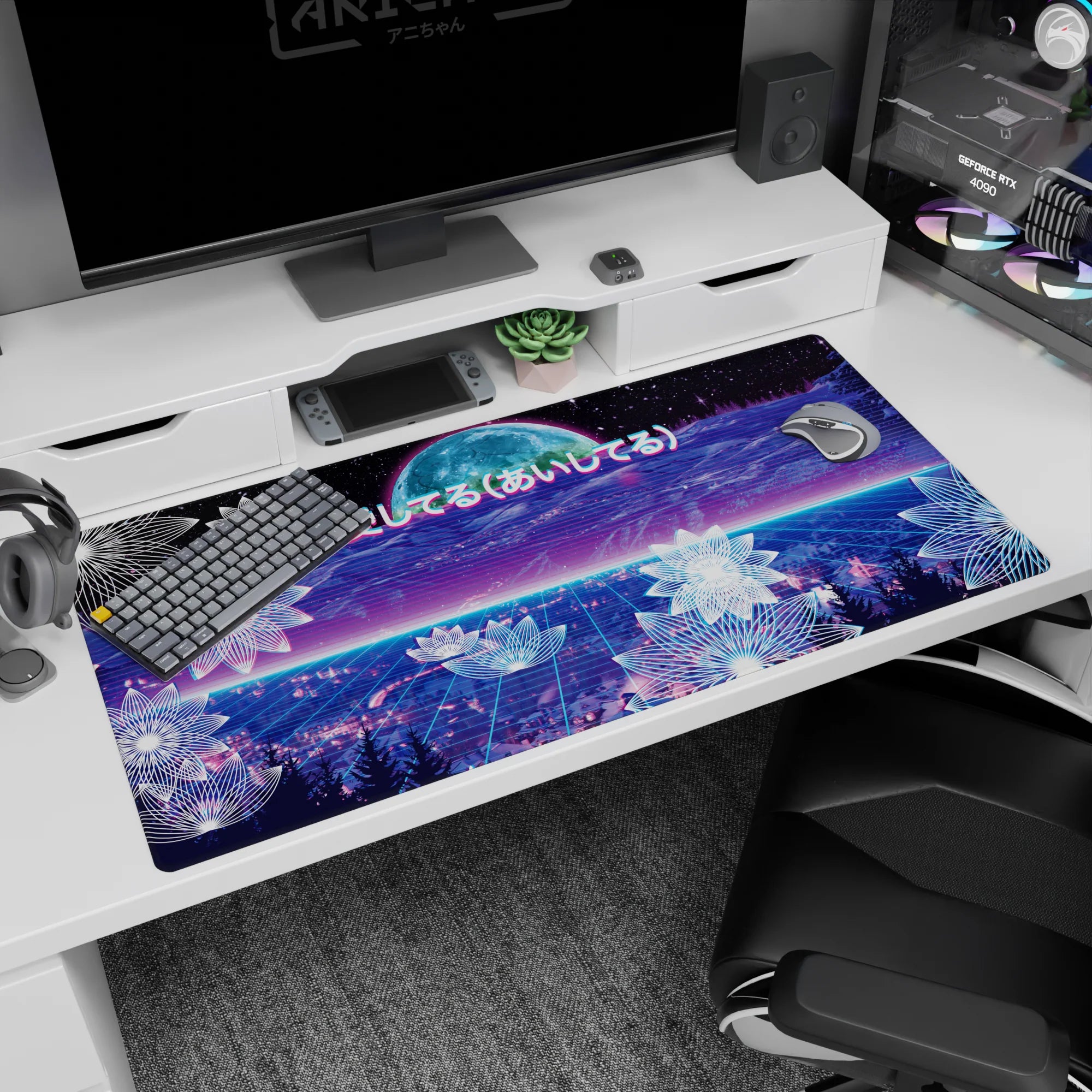 Retrowave - Vaporwave Deskmat | Mousepad | Deskpad - Neon Love Cosmos - AniChan