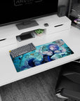28x12 inches Touhou Sakuya Izayoi mouse pad, lounging amid ticking clocks and cards, cool and dangerous.