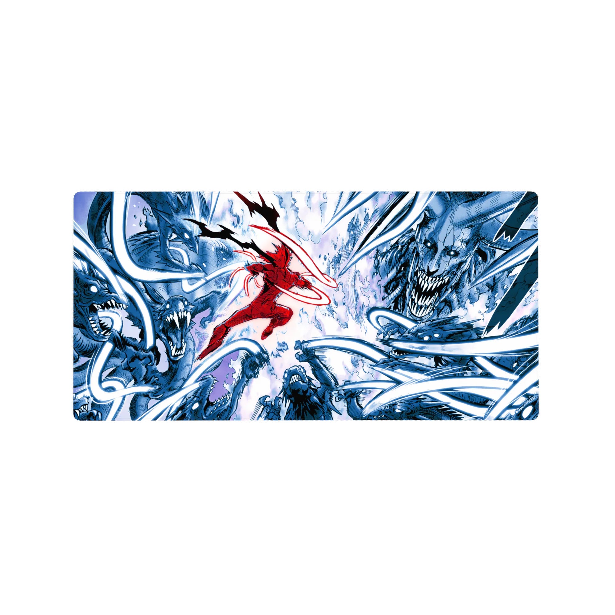 Anime mouse pad 32x16 inches featuring Rem from Re:Zero with a serene blue sky and soft clouds, enhancing desk space.