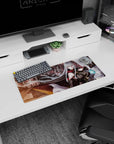 28x12 inches extended mouse pad showing red-eyed silver-haired heroine before armored mechs and wing-tech core.