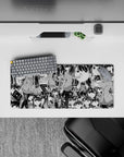 28x12 inches black-and-white manga mouse pad with cute awkward vibe, smooth glide for gaming.
