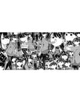 WataMote Tomoko Kuroki collage anime girl desk pad, manga-style school uniform art, 36x16 inches.