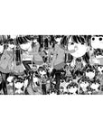 40x20 inches anime girl desk pad with Tomoko Kuroki collage in crisp black-and-white manga style.