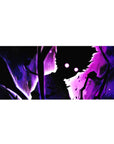 Dark fantasy anime desk pad 36x16 inches with shadowed figure, glowing eyes, branches, and haze.