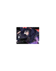 Classic anime mouse pad 14x10 inches with Akatsuki cloak design, crimson clouds, and purple energy swirl.