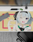 Pastel lemon and pink anime desk pad 40x20 inches, sweet crush vibe with bright clean print.