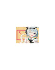 Classic anime girl mouse pad 14x10 inches with blue-haired wink, hand-heart, pink border and hearts.
