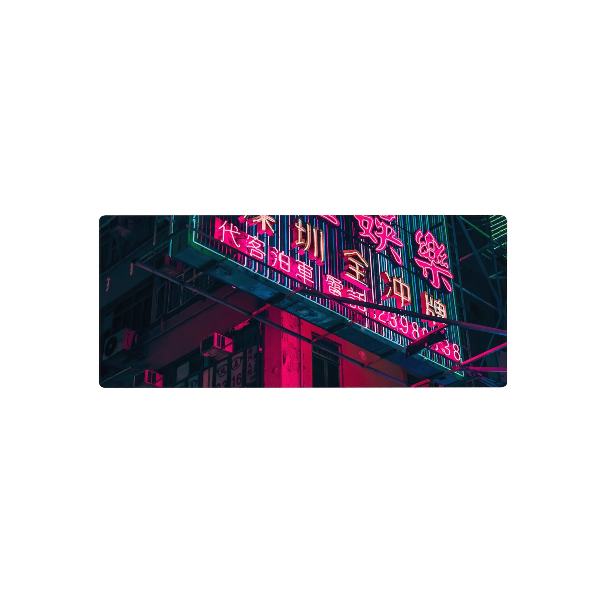 Cyberpunk Cityscape Deskmat | Mousepad | Deskpad - Neon City Nights