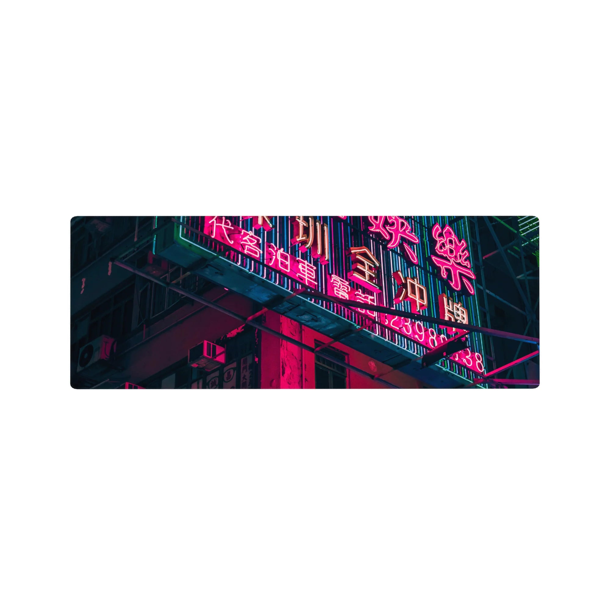 Cyberpunk Cityscape Deskmat | Mousepad | Deskpad - Neon City Nights