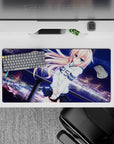 32x16 inches anime girl mouse pad in navy and violet with dreamy gradients and cozy midnight crush mood.