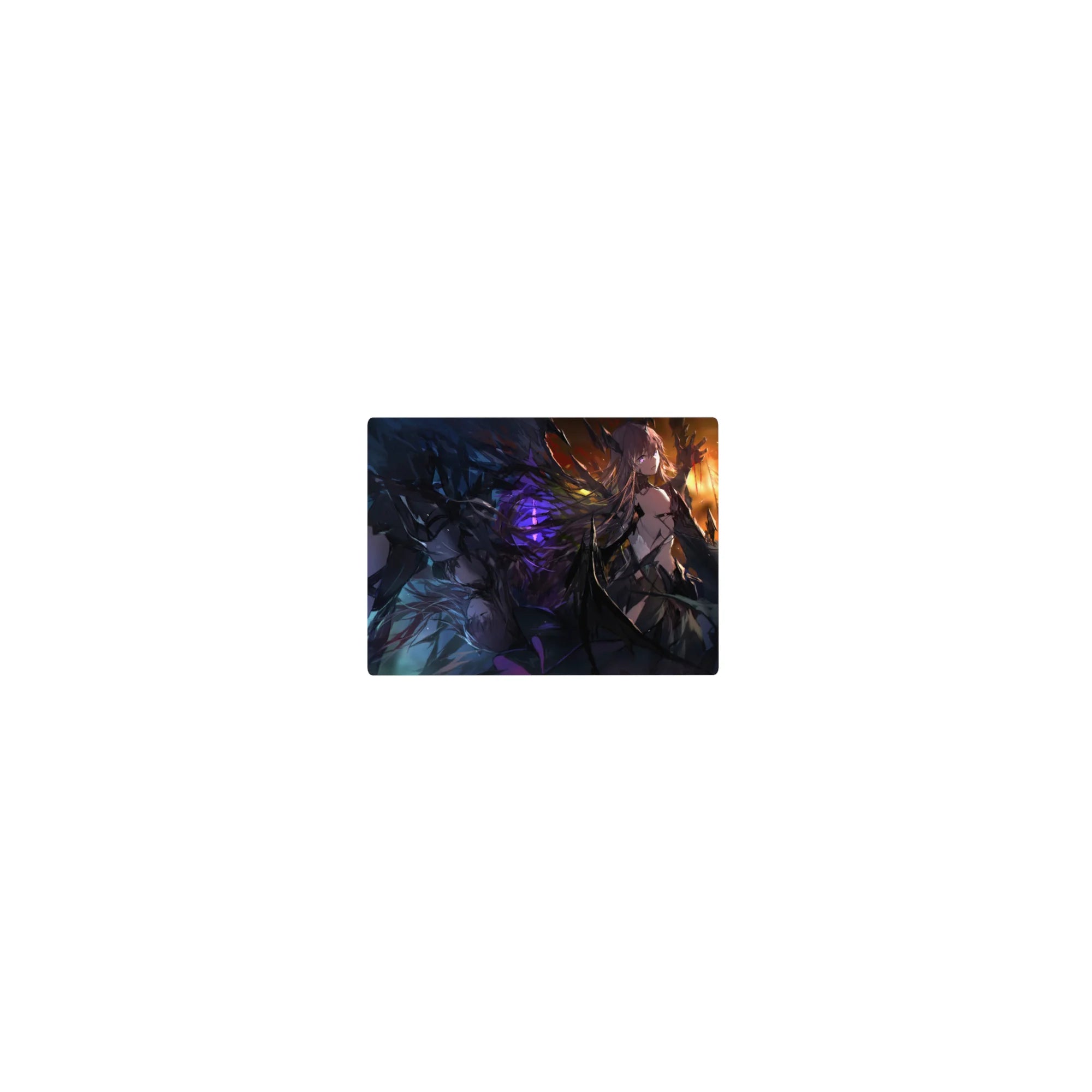 Classic anime girl mouse pad 14x10 inches with jagged wings, shard feathers, and sharp armor lines.