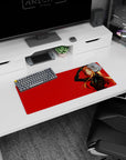 28x12 inches extended mouse pad showing anime girl in headphones, hand-to-head pose, soft eyes and orange hair.