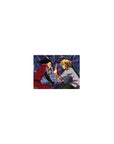 Classic anime mouse pad 14x10 inches featuring a lightning clash duel above drifting rubble and sparks.
