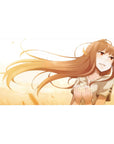Anime girl desk pad 40x20 inches featuring shy bold wolf-eared artwork inspired by Spice and Wolf.