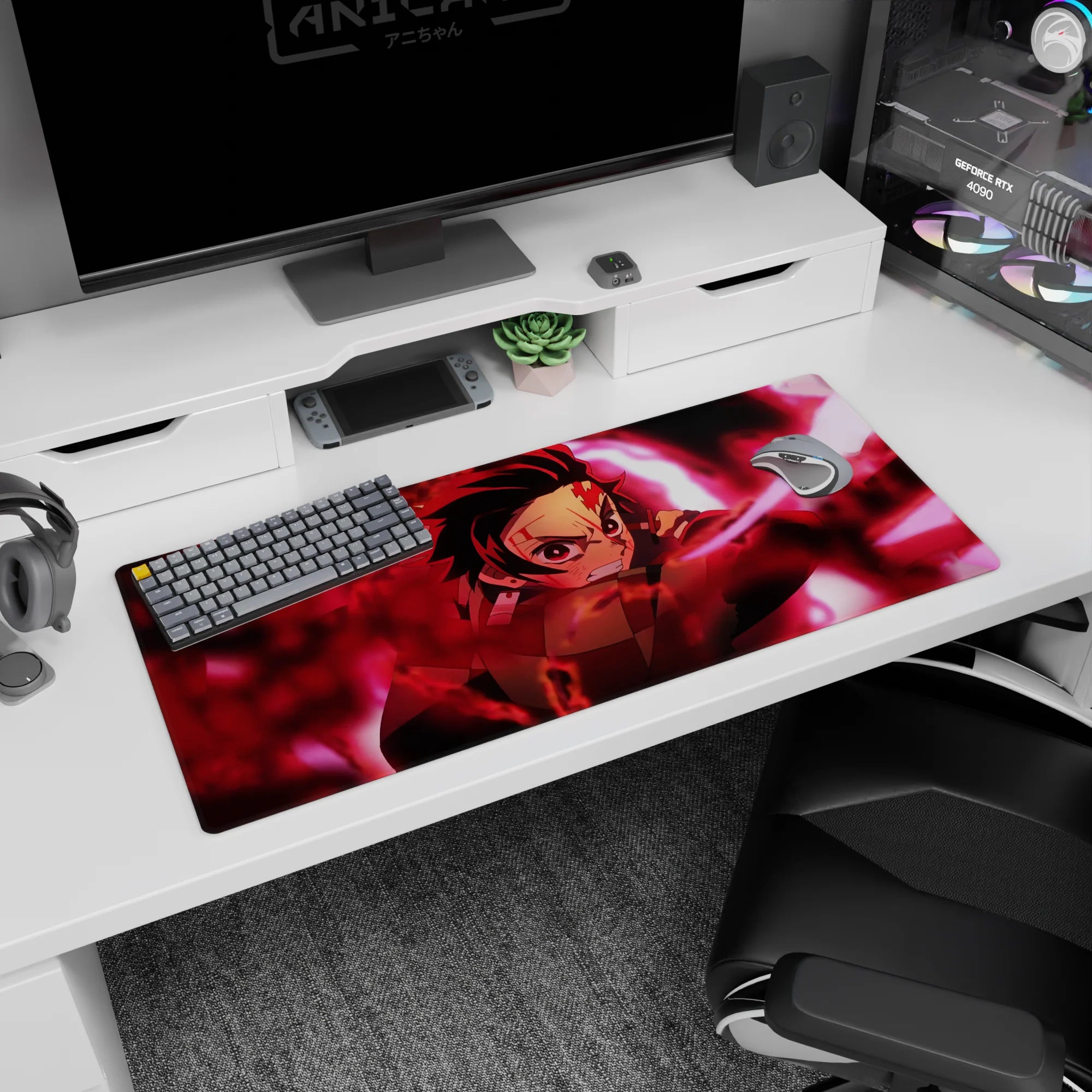 Demon Slayer Deskmat | Mousepad | Deskpad - Blazing Resolve - AniChan