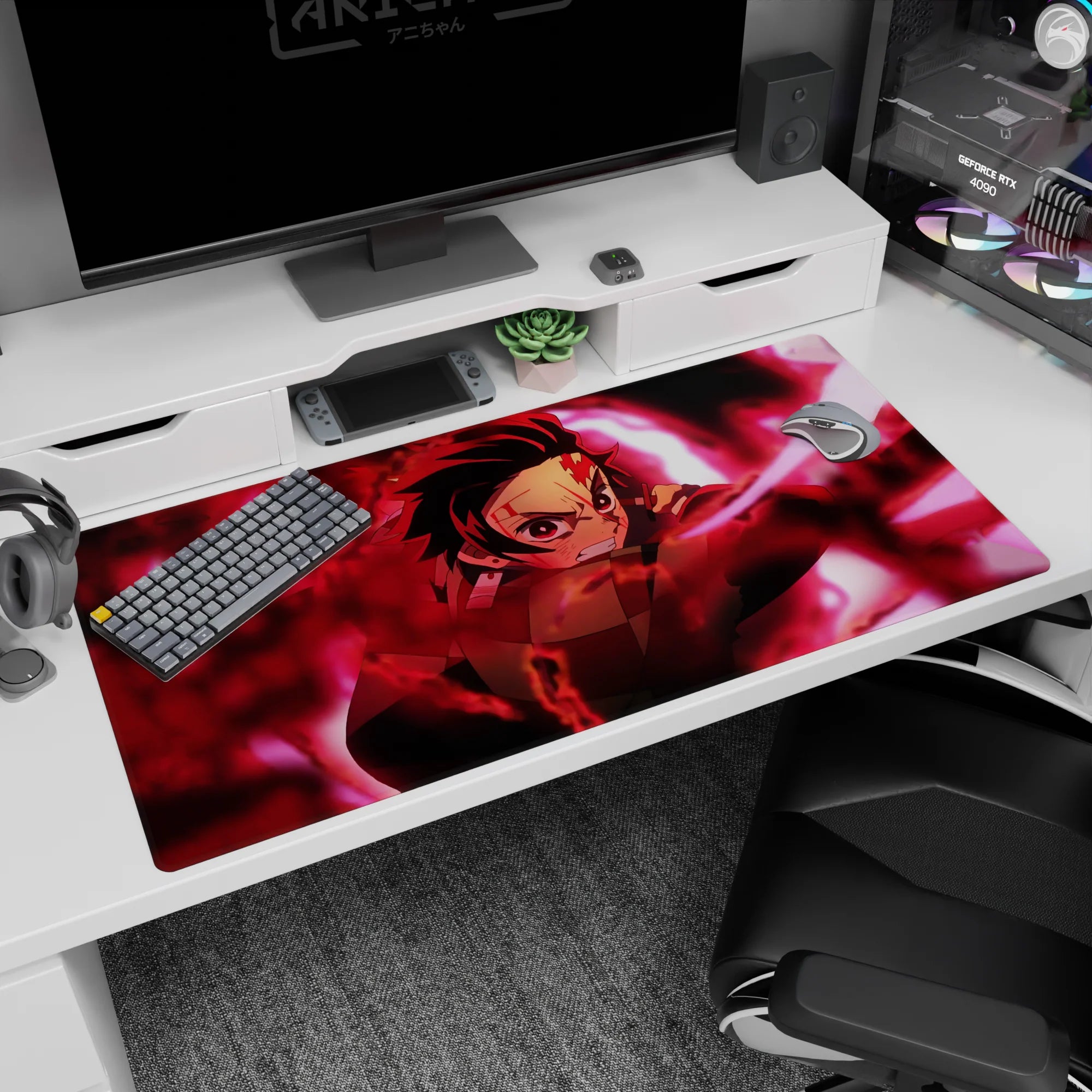 Demon Slayer Deskmat | Mousepad | Deskpad - Blazing Resolve - AniChan