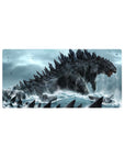 32x16 inches anime mouse pad with sea titan rising over warships and jets in stormy waves.
