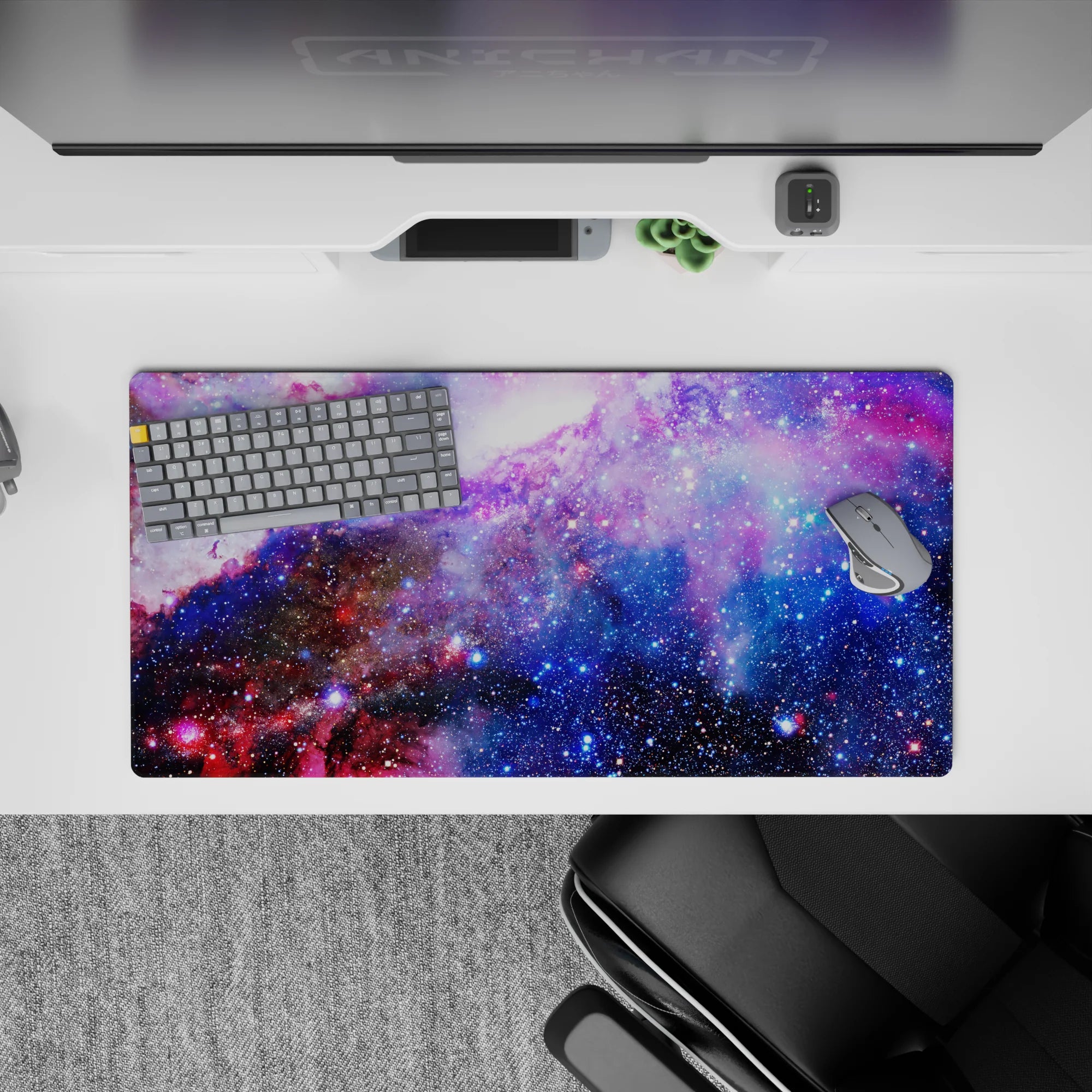 Lavender, ocean blue, and rosy mist mouse pad 32x16 inches for a calm, cozy desk vibe.
