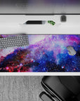 Lavender, ocean blue, and rosy mist desk pad 36x16 inches with calm, cozy celestial vibe.