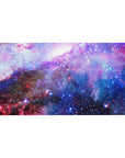 Galaxy swirl desk pad 40x20 inches with star-dotted cosmic pattern for smooth mouse control.
