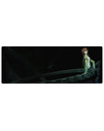 32x12 inches anime mouse pad with sci-fi gear spiral and brown-haired girl, sleek time-machine style.