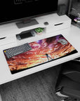 32x16 inches anime mouse pad featuring lone girl silhouette, arms wide, windblown dress on hilltop.