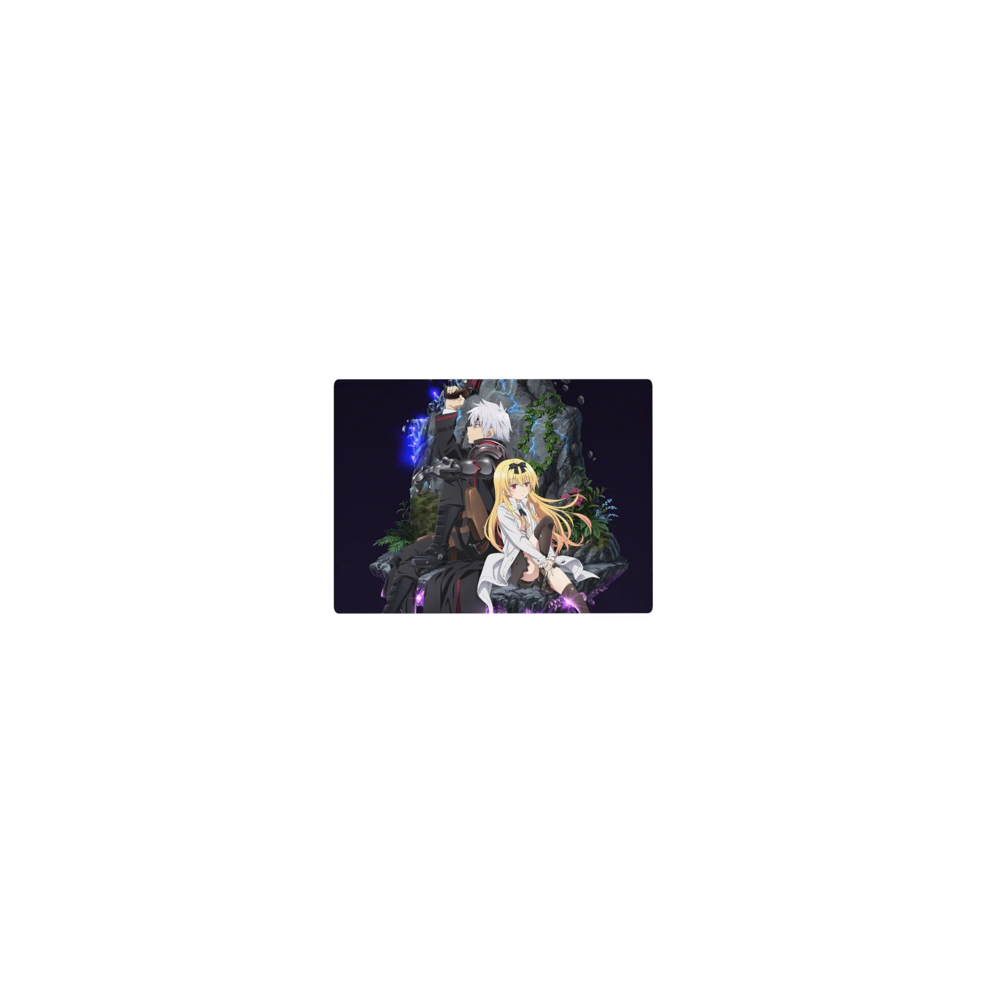 14x10 inches classic anime mouse pad with tactical fighter and lab girl in a neon space hideout scene.