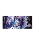 Anime mouse pad 28x12 inches featuring Shinobu Kocho from Demon Slayer, surrounded by glowing butterflies and wisteria.