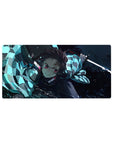 Tanjiro from Demon Slayer mouse pad, 32x16 inches, featuring water-breathing style in cool blues and sharp light.