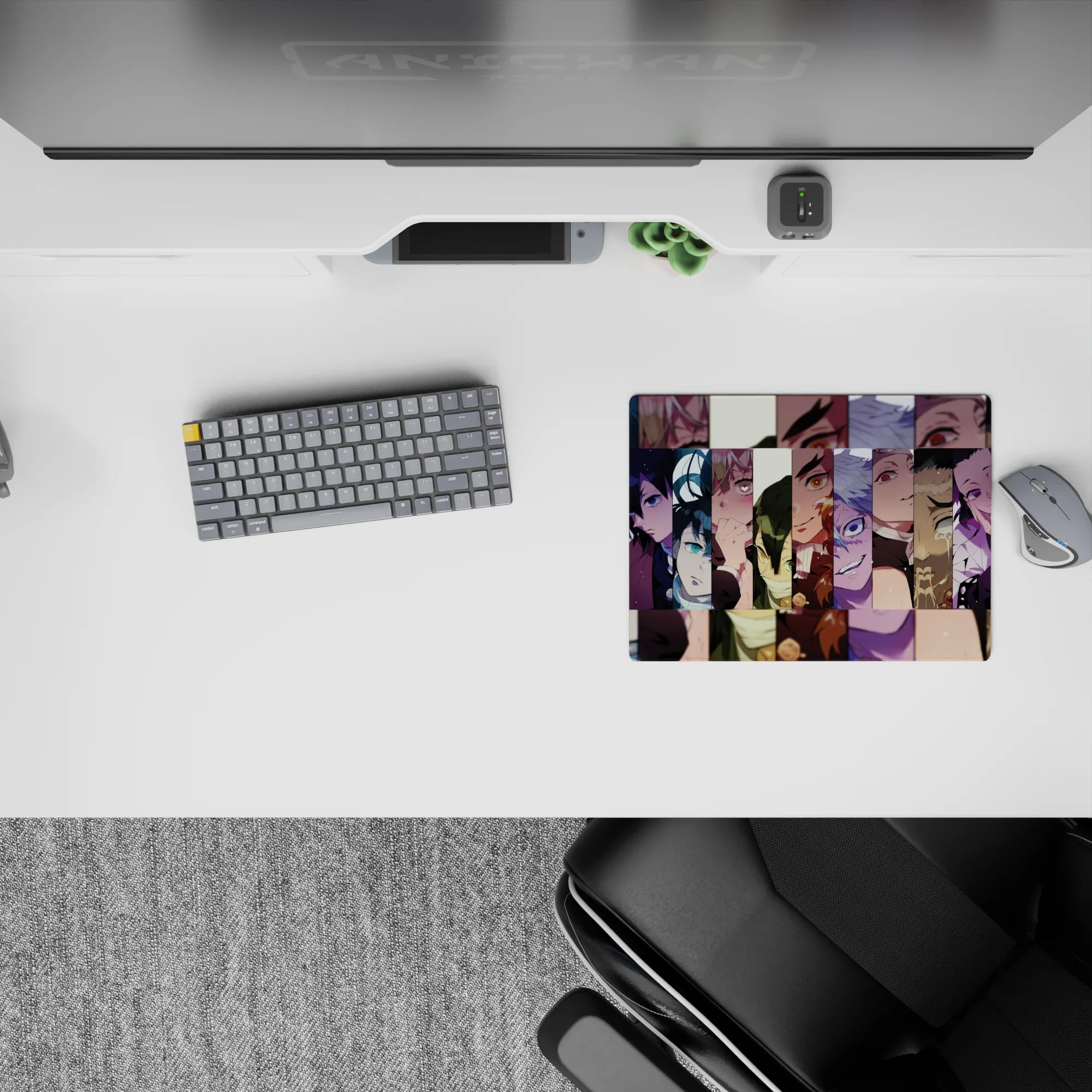 Anime mouse pad 14x10 inches featuring Hashira from Demon Slayer in vibrant vertical collage with intense expressions.